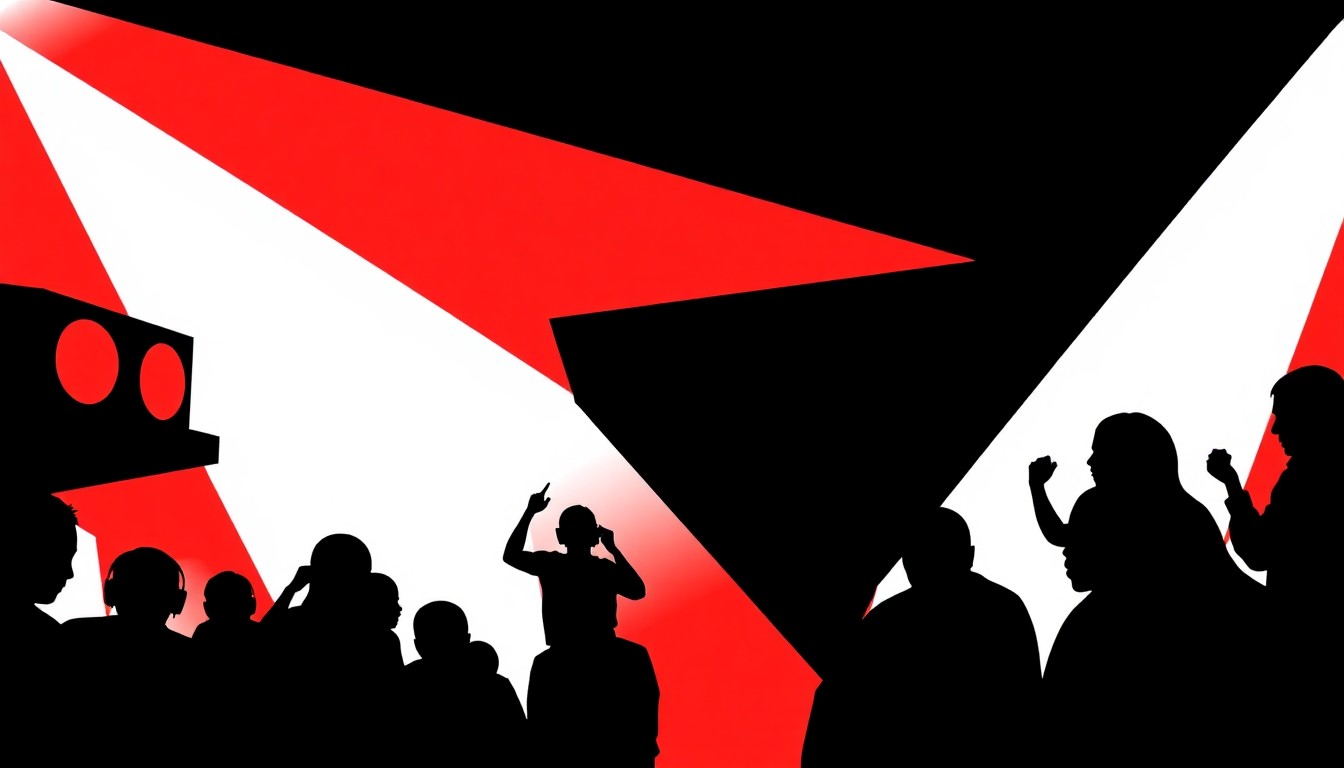 An abstract, minimalist illustration featuring bold, jagged geometric shapes in high-contrast colors, conceptually representing the convergence of technology and entertainment in the nightlife industry.