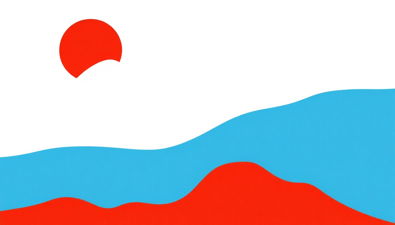 A minimalist abstract illustration using simple geometric shapes and primary colors to conceptually represent economic data trends in Northeast Tennessee.