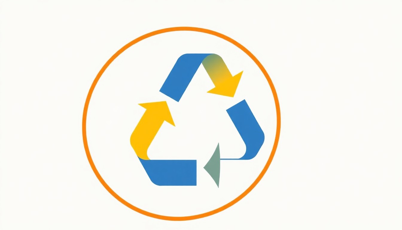 An abstract geometric illustration using bold shapes and primary colors to conceptually represent the complex market forces influencing the recycling industry.