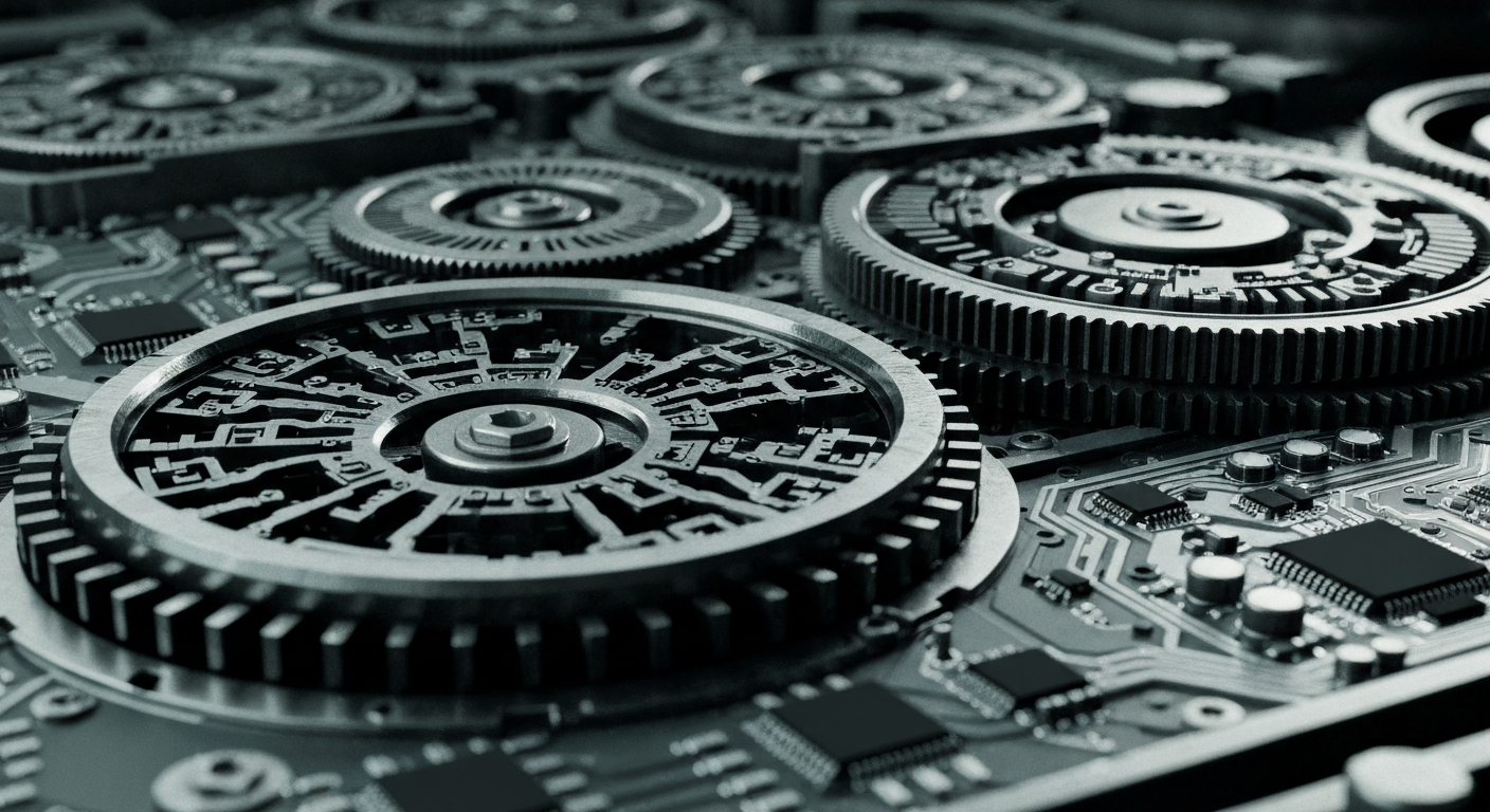 An extreme close-up of the intricate gears, circuits, and mechanisms that make up the core transaction validation infrastructure of the Bitcoin Everlight network, captured in a high-contrast, industrial style that emphasizes the physical, tangible nature of the project's technological underpinnings.