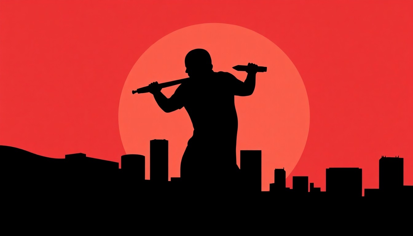 A dramatic, abstract composition of bold, jagged black shapes and silhouettes, conceptually representing the gritty, street-certified energy of the song 'Murder Bend' and its cultural impact.