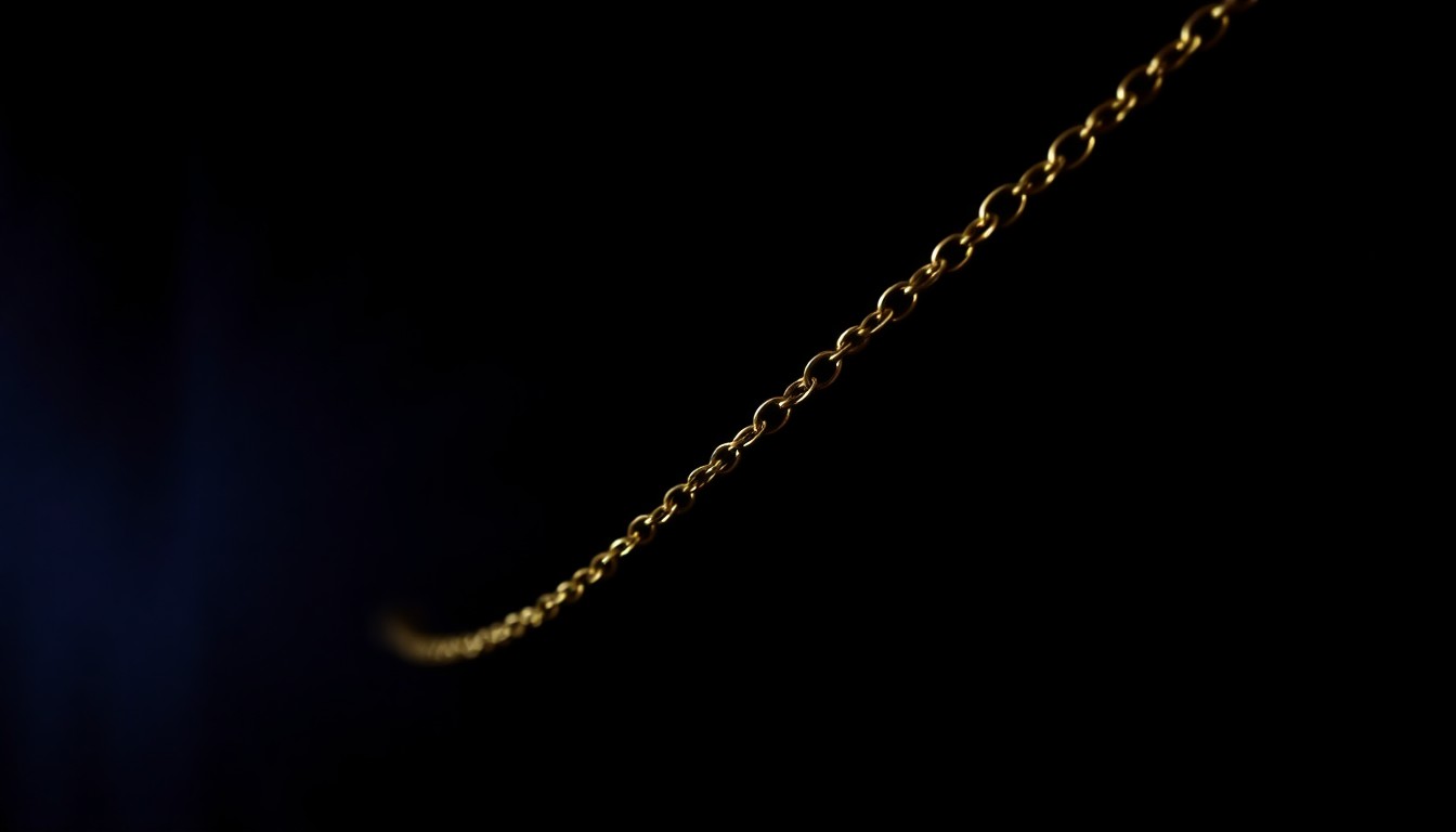 An extreme close-up photograph of a dull, tarnished gold chain against a pitch-black background, conceptually representing the deception of these jewelry swap scams.