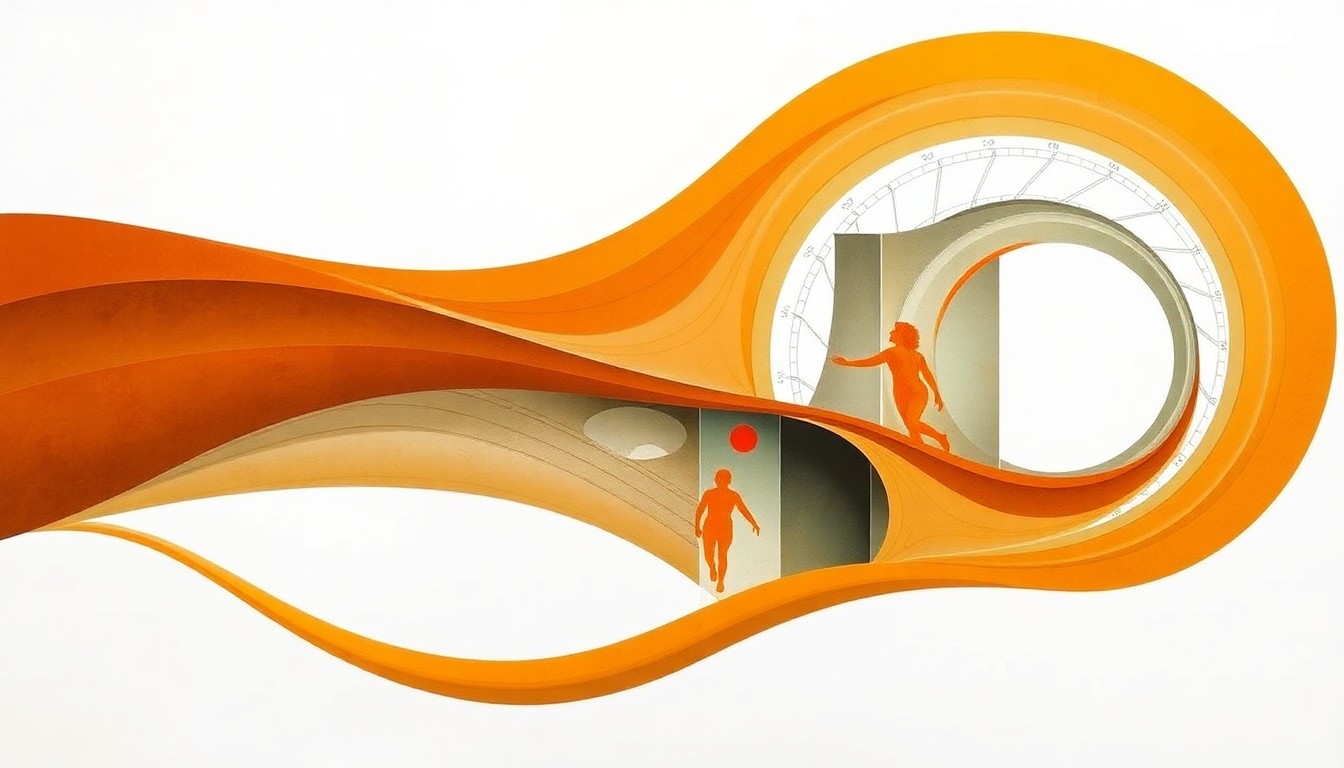 A highly textured, abstract painting in earthy tones depicting the intricate structural forces and materials involved in 3D-printing a fire-resistant concrete building, conceptually representing the innovative engineering behind Haven Humane's new emergency evacuation center.