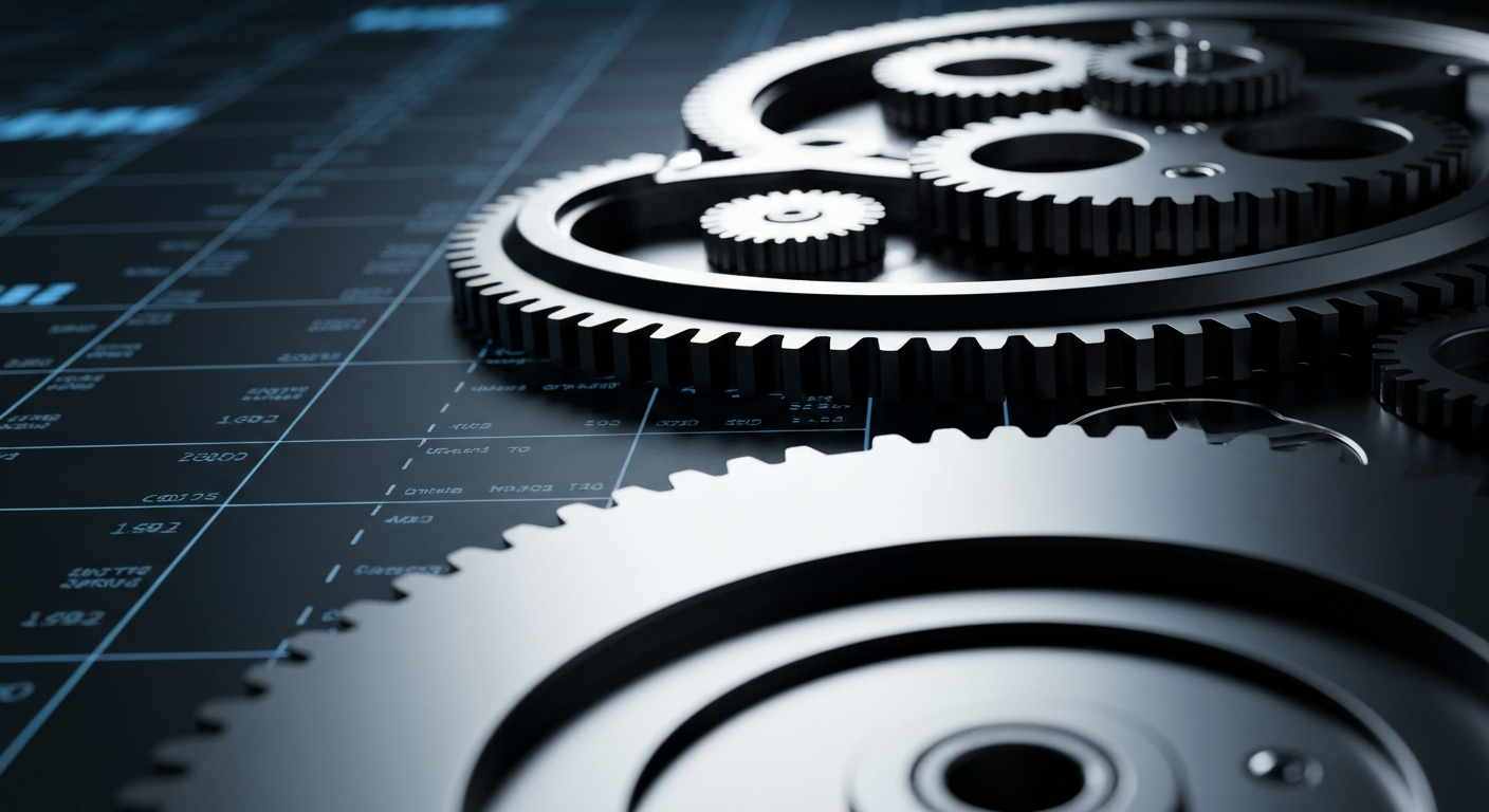 An extreme close-up of the intricate inner workings of a high-tech financial trading platform, conveying the complex, powerful machinery that drives global markets.