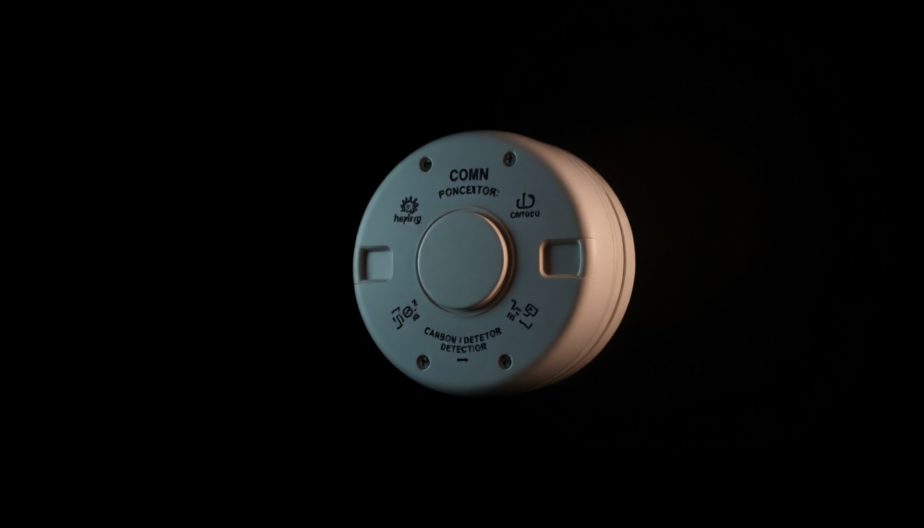 An extreme close-up photograph of a disconnected carbon monoxide detector, its wires exposed, against a stark black background, conceptually illustrating the fatal mistake that led to the Ruskey couple's deaths.