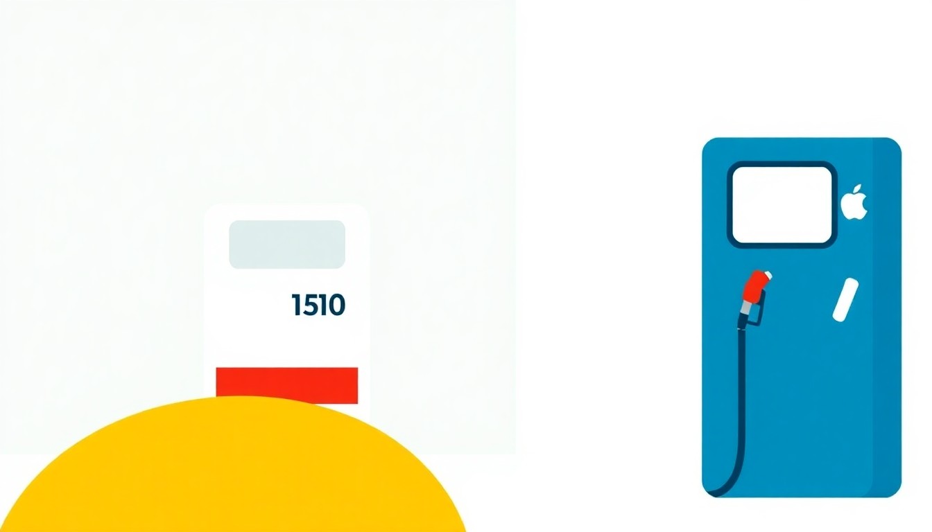 A vibrant abstract illustration using simple geometric shapes and primary colors to conceptually represent the financial impact of rising gas prices and strategies for saving money on fuel costs.