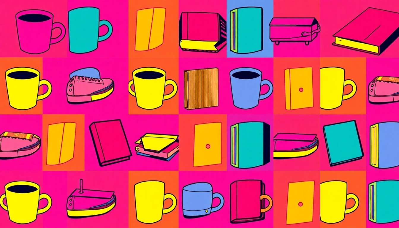 A grid of boldly colored, silkscreened images of a book cover, representing the concept of finding modern self-help insights in medieval history.