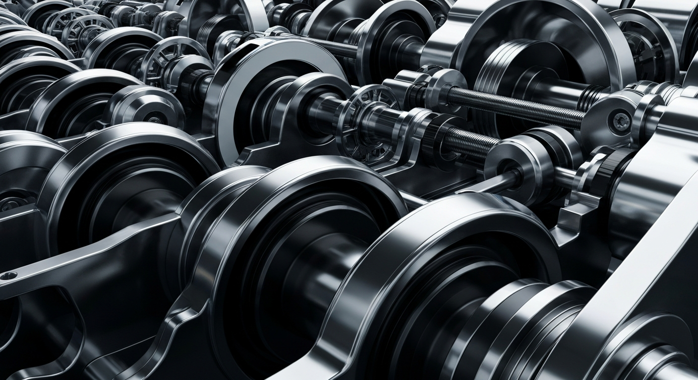 An extreme close-up of intricate, metallic banking mechanisms and components, conveying the secure, institutional nature of the financial sector without using any text or symbols.