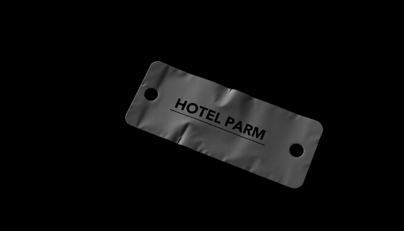 An extreme close-up of a crumpled hotel room key card, dramatically lit by a harsh camera flash against a black background, conceptually representing the intimate details and gritty investigation of the Harvey Weinstein case.