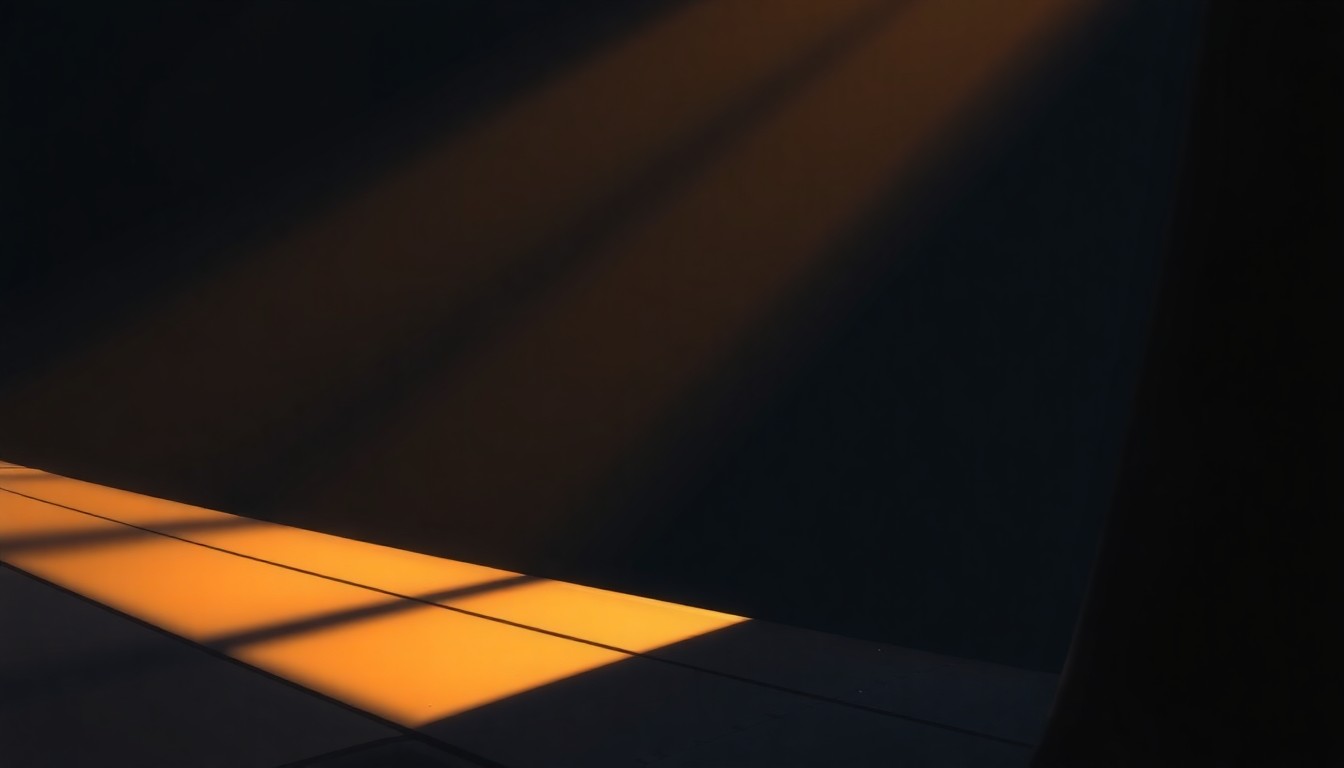 A photorealistic oil painting of the wing and cockpit window of a commercial airliner, with warm sunlight streaming in and casting deep shadows, conveying a sense of quiet contemplation and the fragility of air travel.