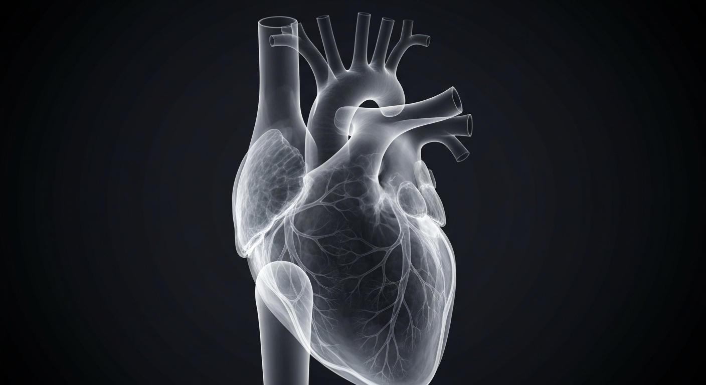 An extreme close-up X-ray photograph of a human heart, its delicate internal structures glowing against a dark background, conceptually representing the life-saving power of organ donation.