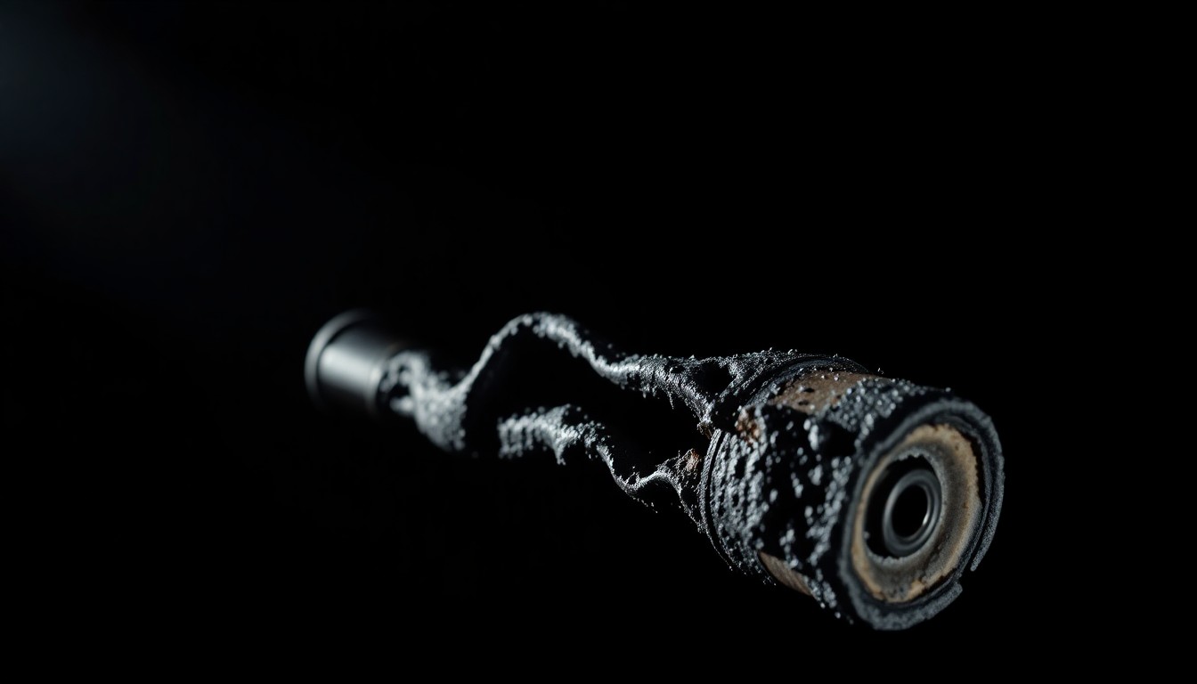 An extreme close-up photograph of a charred, twisted metal object from the fire scene, conveying the stark, gritty aftermath of the deadly incident.