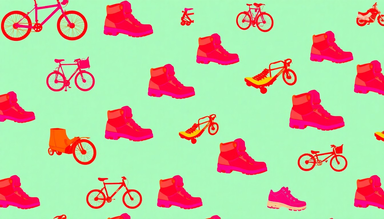 A vibrant, high-contrast silkscreen print of a skateboard repeated in a grid pattern, representing the new skate park and pump track being developed in Tucumcari with Trails+ Grant funding.