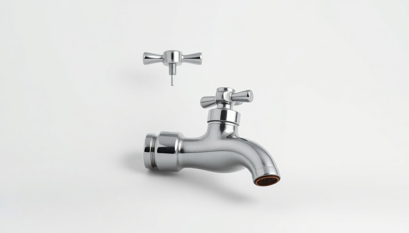 A highly detailed, photorealistic studio photograph of a polished, chrome-plated water faucet fixture resting on a clean, white seamless background, conceptually representing the tensions between industrial water usage and urban conservation efforts.