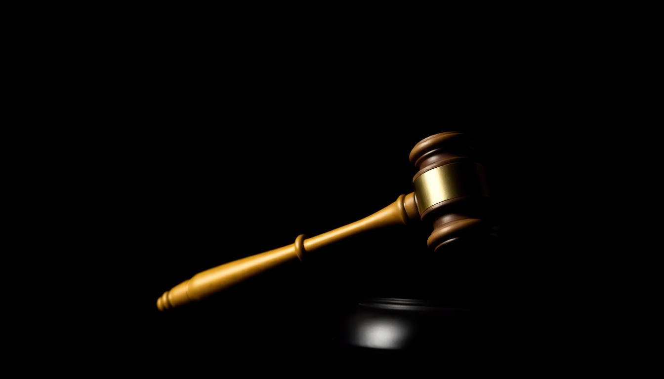 An extreme close-up of a prosecutor's gavel against a stark black background, creating a gritty, investigative aesthetic that reflects the serious nature of the State's Attorney's work.