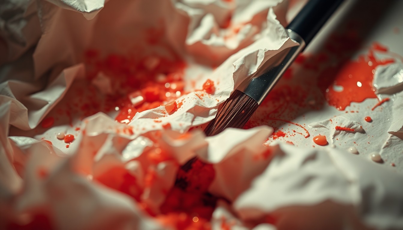 An extreme close-up of a tangle of artist's brushes in a variety of colors, conceptually representing the collaborative, creative spirit of the Grotesque Burlesque figure drawing collective.