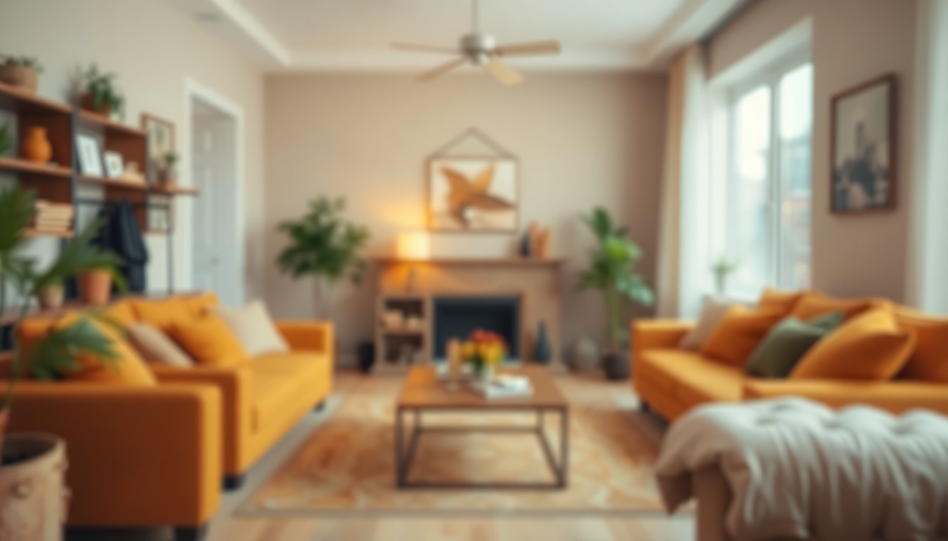 An abstract, impressionistic photograph of a cozy, lived-in living room, with soft, blurred shapes of furniture and decor in warm, earthy tones, conveying a sense of nostalgia and the passage of time.