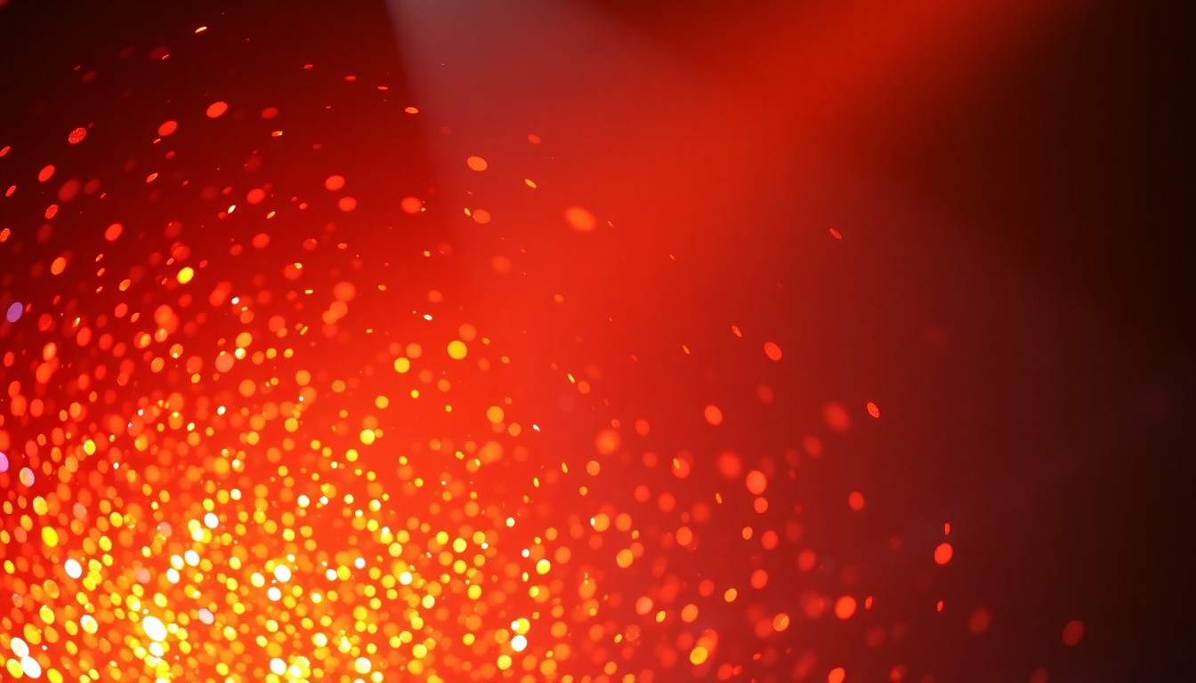 An extreme close-up photograph of shimmering sequins illuminated by dramatic studio lighting, capturing the glitz and energy of a music festival performance.
