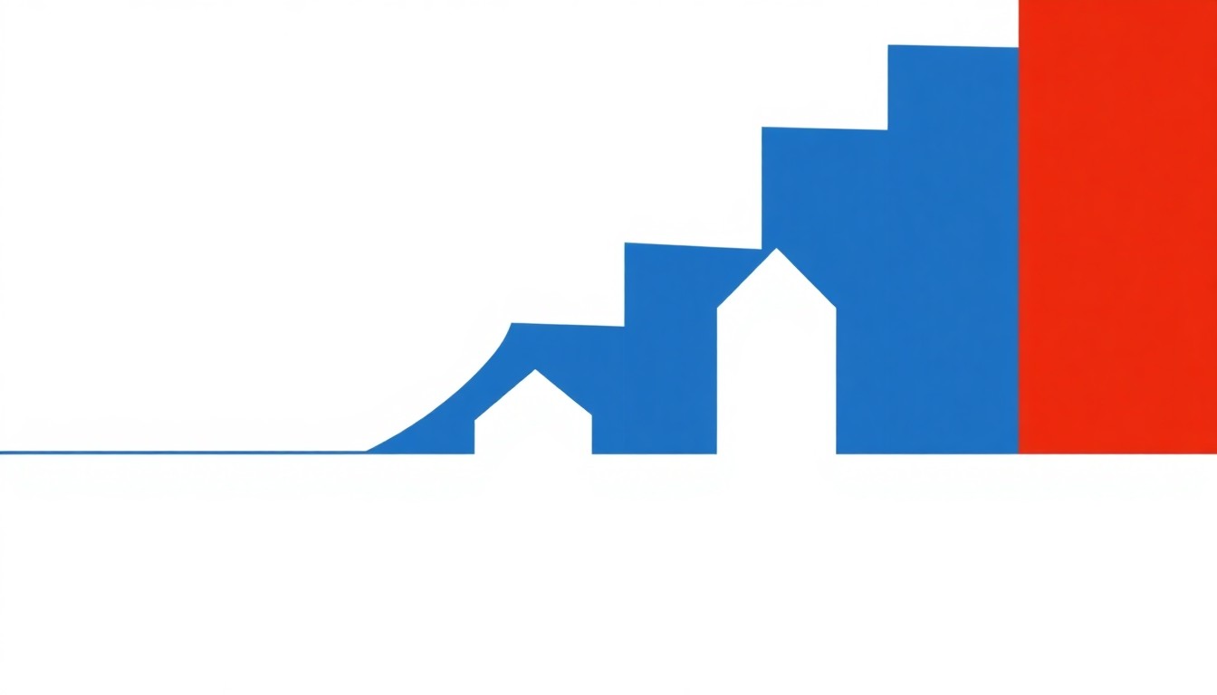 A vibrant abstract illustration composed of intersecting triangles and circles in shades of blue, red, and yellow, conveying a sense of economic vitality and optimism.