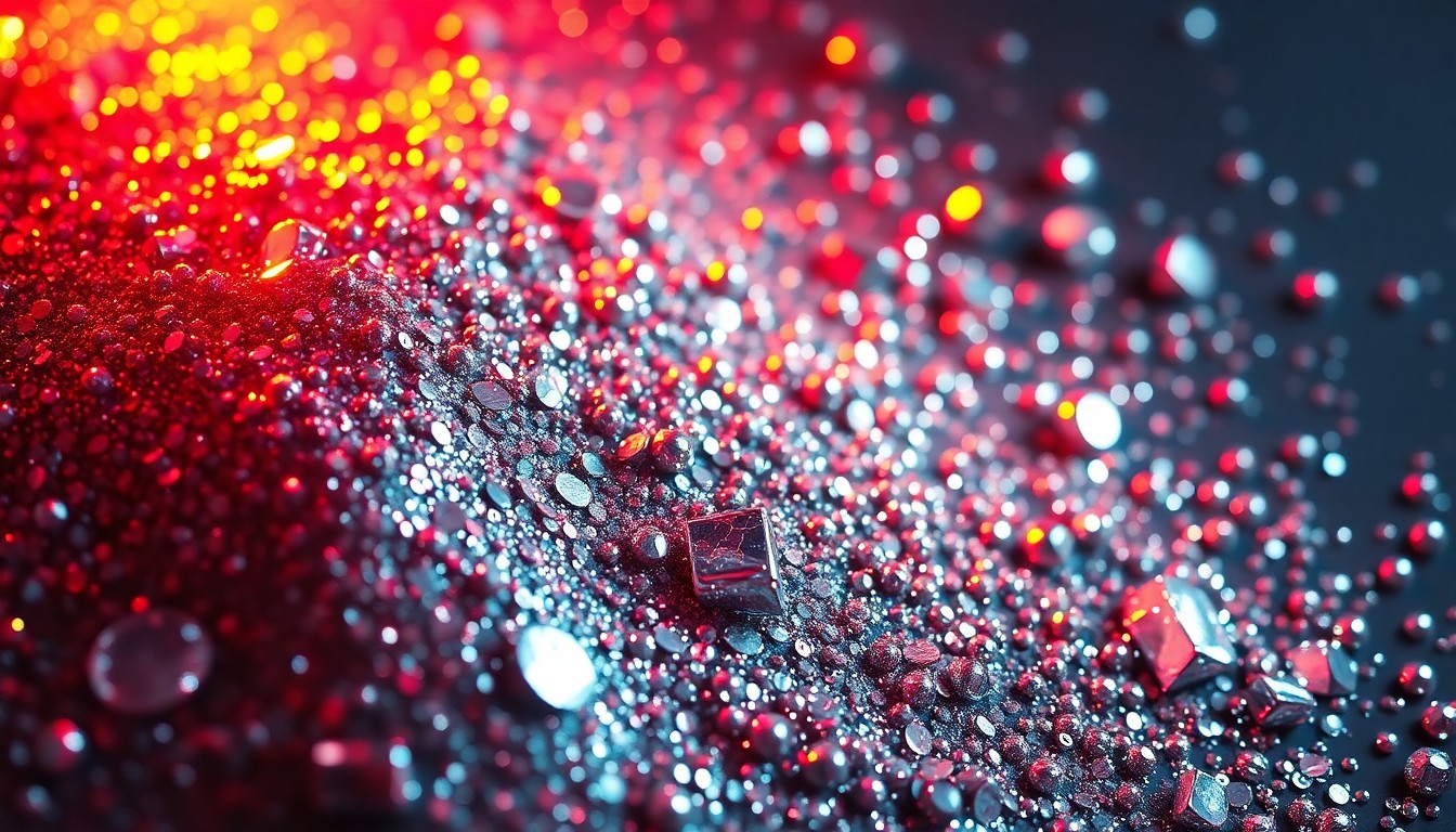 An extreme close-up of shimmering sequins and shards of reflective glass, capturing the high-end glamour and visual splendor of a premium television series.