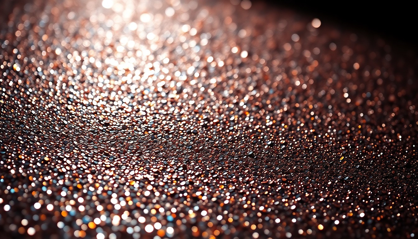 An extreme macro photograph of shimmering, glittering sequins in high-contrast studio lighting, conveying the warm, romantic atmosphere of Xay Charles' contemporary R&B track 'Seasonal'.