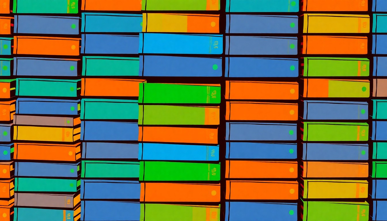 A bold, abstract silkscreen illustration featuring a repeating pattern of brightly colored book spines in shades of blue, green, and orange, conveying the energy and creativity of the Annapolis Book Festival.