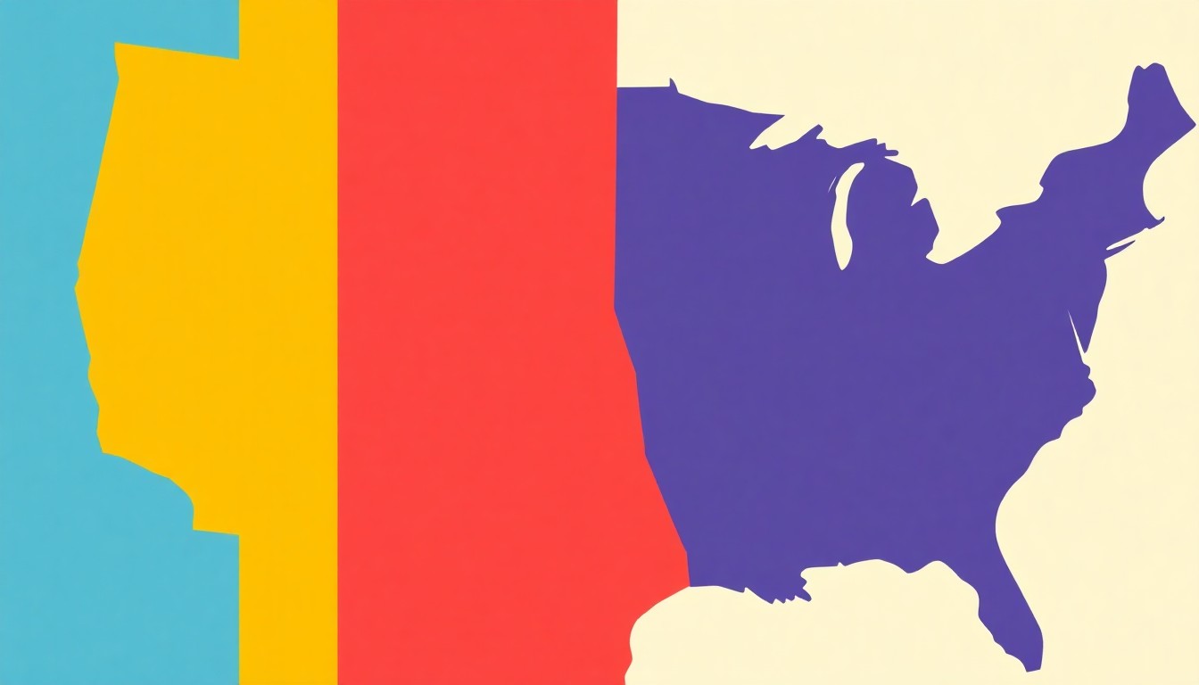 A composition of overlapping triangles and rectangles in shades of blue, green, and yellow, conceptually illustrating the complexities of state budget planning and revenue projections.
