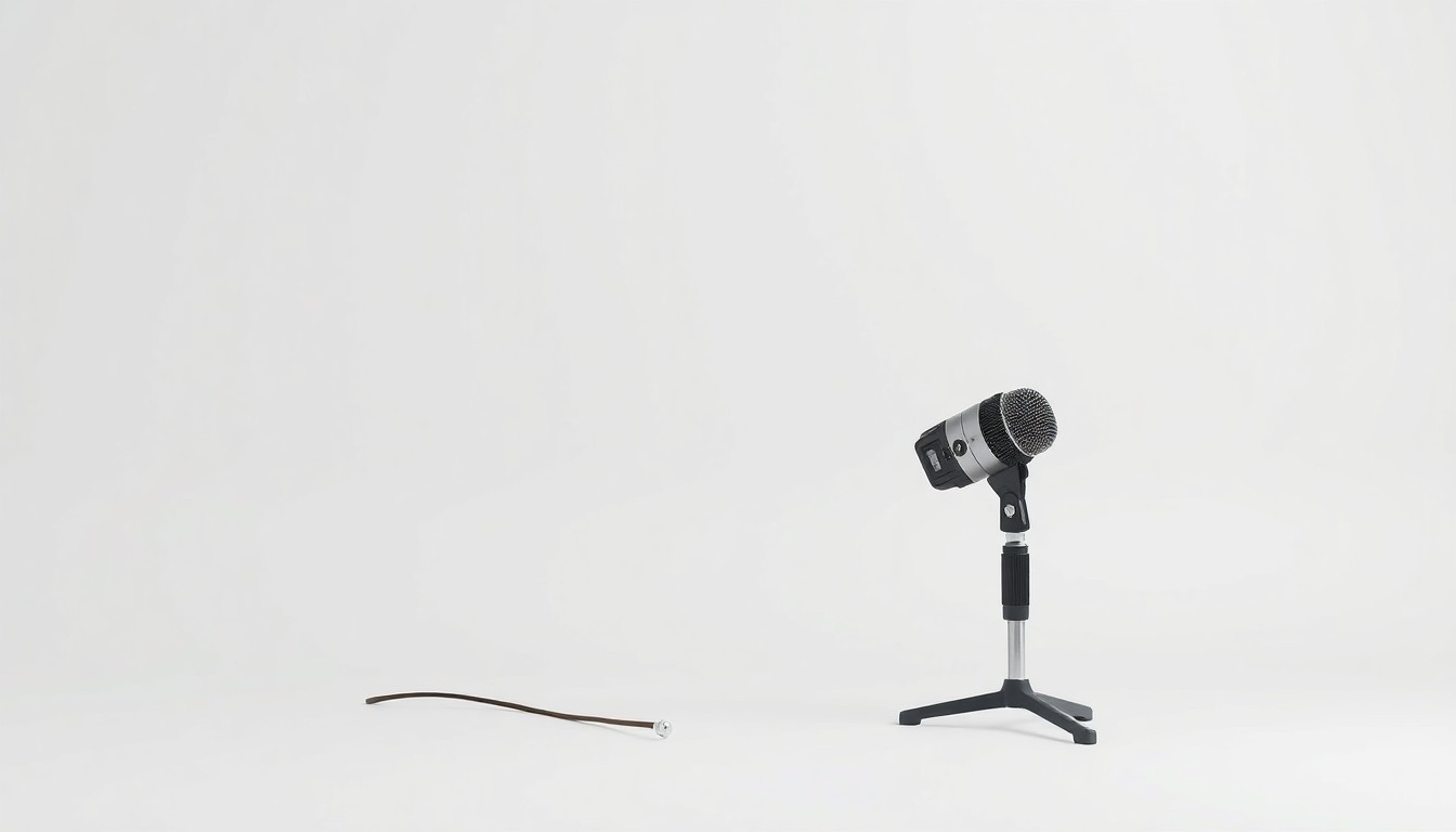 A close-up photograph of a single black microphone resting on a plain white background, conveying a sense of absence and the loss of local news voices.