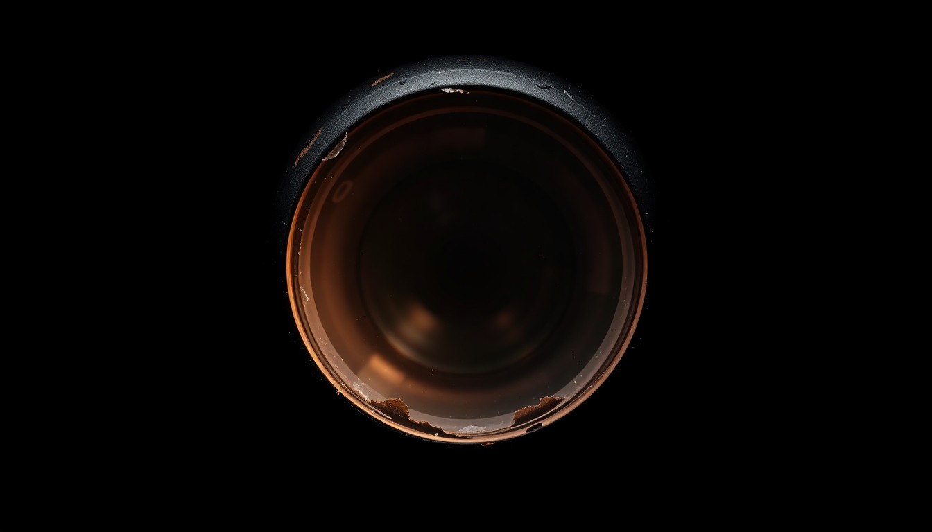 An extreme close-up of a damaged license plate reader camera lens reflecting a bright flash of light, conceptually illustrating the tensions over the use of this surveillance technology.