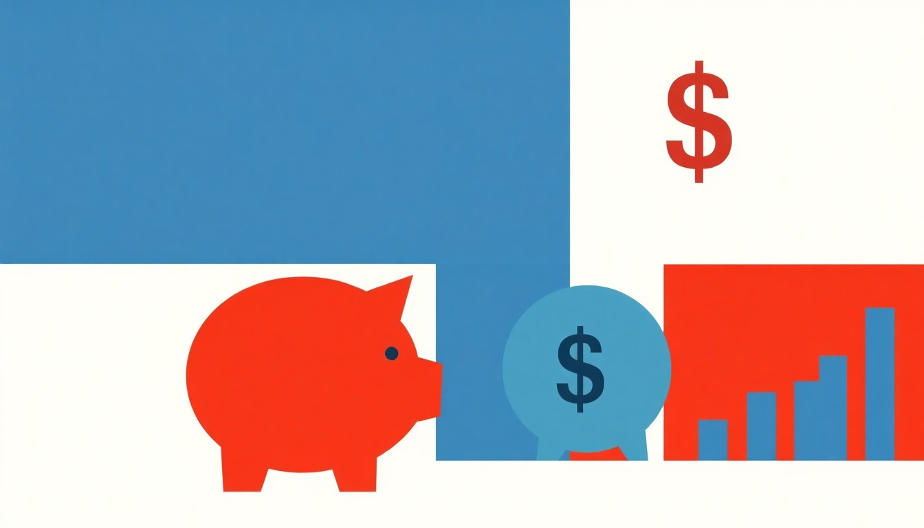 A minimalist abstract illustration using geometric shapes and primary colors to conceptually represent the economic stabilization efforts between Saudi Arabia and Pakistan, without any literal financial symbols.