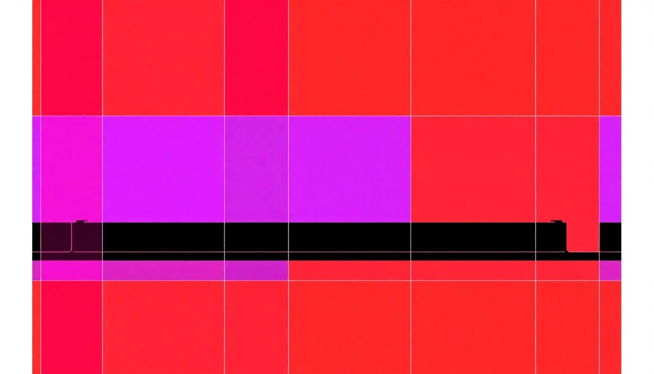 A brightly colored, high-contrast silkscreen print of a stylized airport terminal gate sign, repeated in a tight grid pattern, capturing the vibrant and iconic imagery of the Majestic Theatre's 50th anniversary celebration.