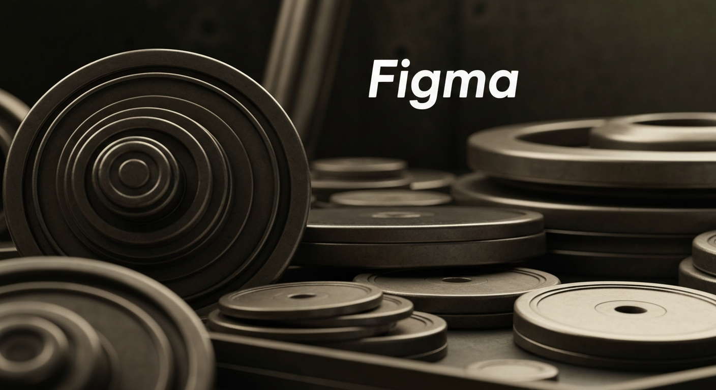 An extreme close-up of intricate, metallic gears and machinery, conceptually representing the complex financial infrastructure and stored value of Figma's design software business.