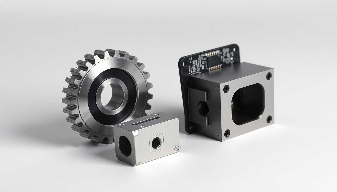 A photorealistic studio still life featuring polished metal and machined components, symbolizing the advanced engineering behind General Dynamics' products.