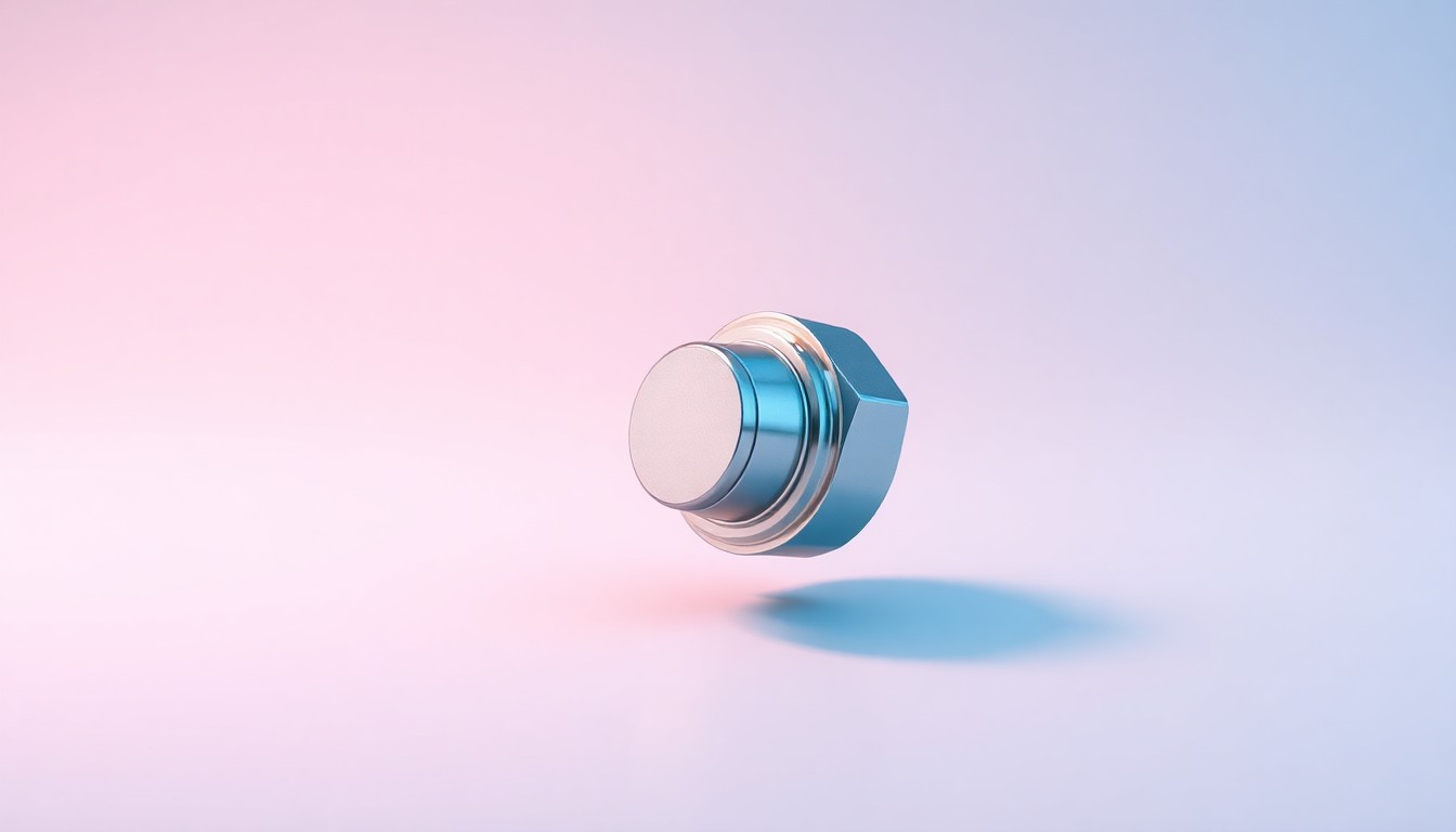 A close-up view of a gleaming metal medical device component, such as a surgical instrument or diagnostic sensor, floating elegantly on a clean, monochromatic background, conceptually representing the precision and innovation of the U.S. medical device industry.