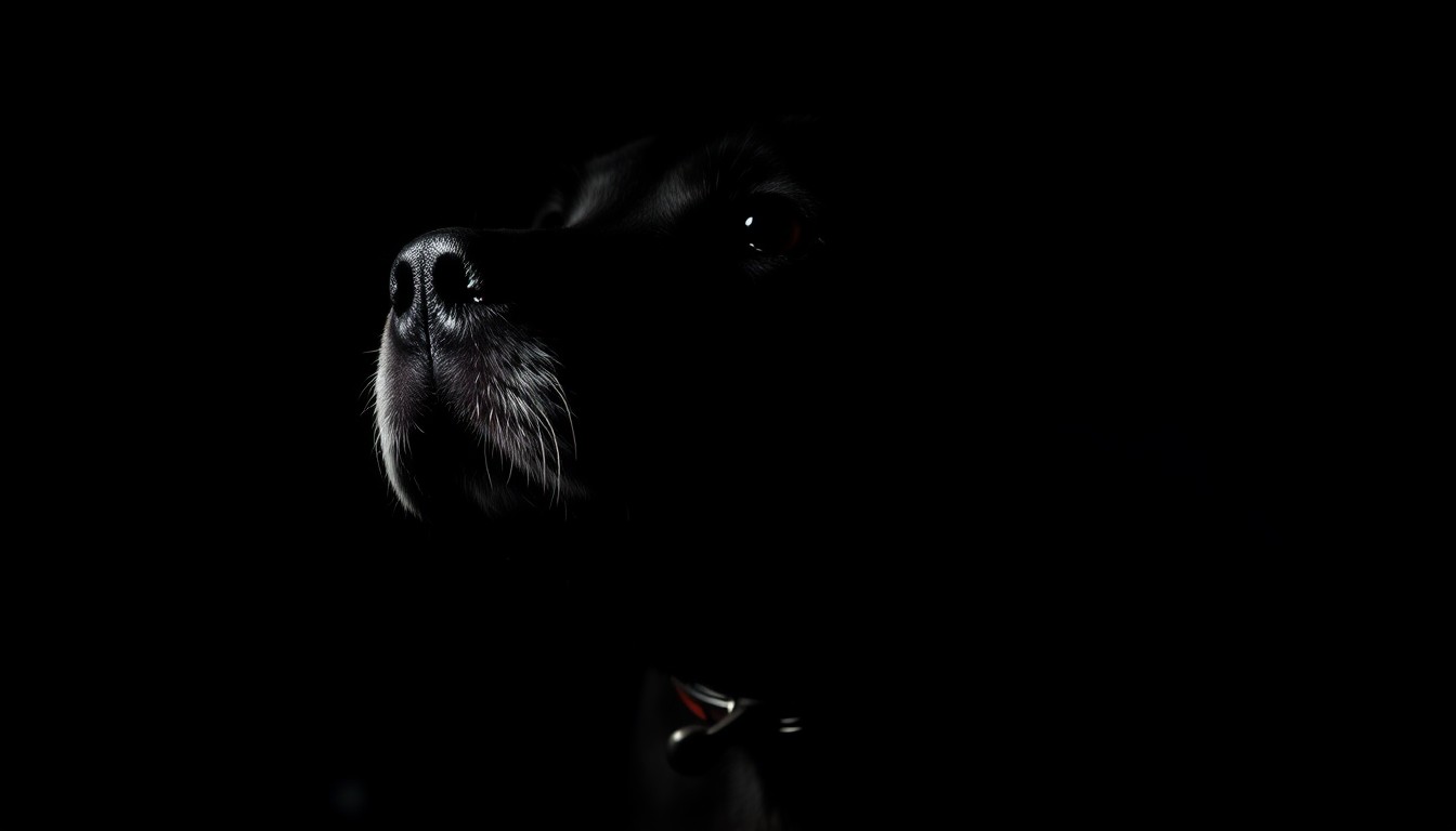 An extreme close-up photograph of a dog collar against a pitch-black background, the metal hardware and worn leather texture dramatically illuminated by a harsh, direct camera flash, conveying a sense of the harsh realities of animal abuse cases.