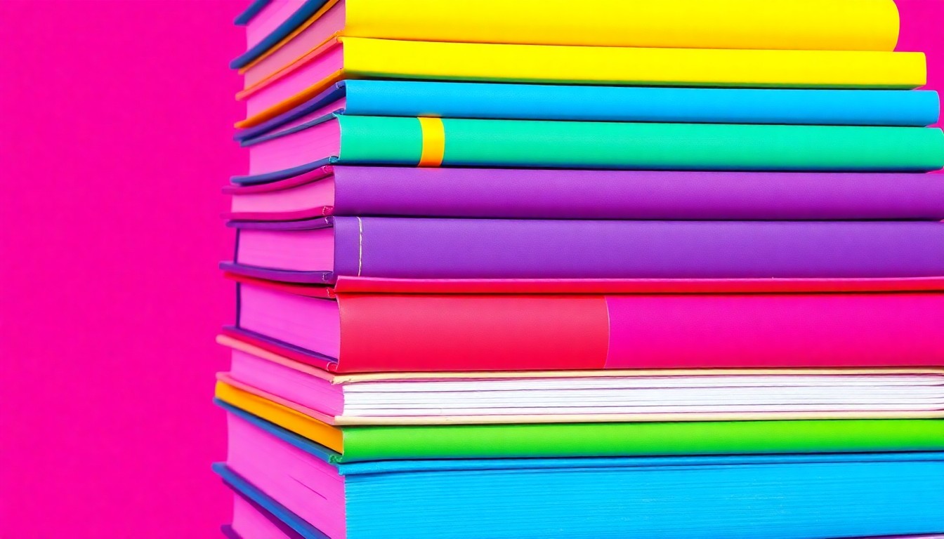 A bold, pop art-inspired illustration featuring a repeating grid of colorful school textbooks, conveying the impact of budget cuts on educational resources in Rockford.
