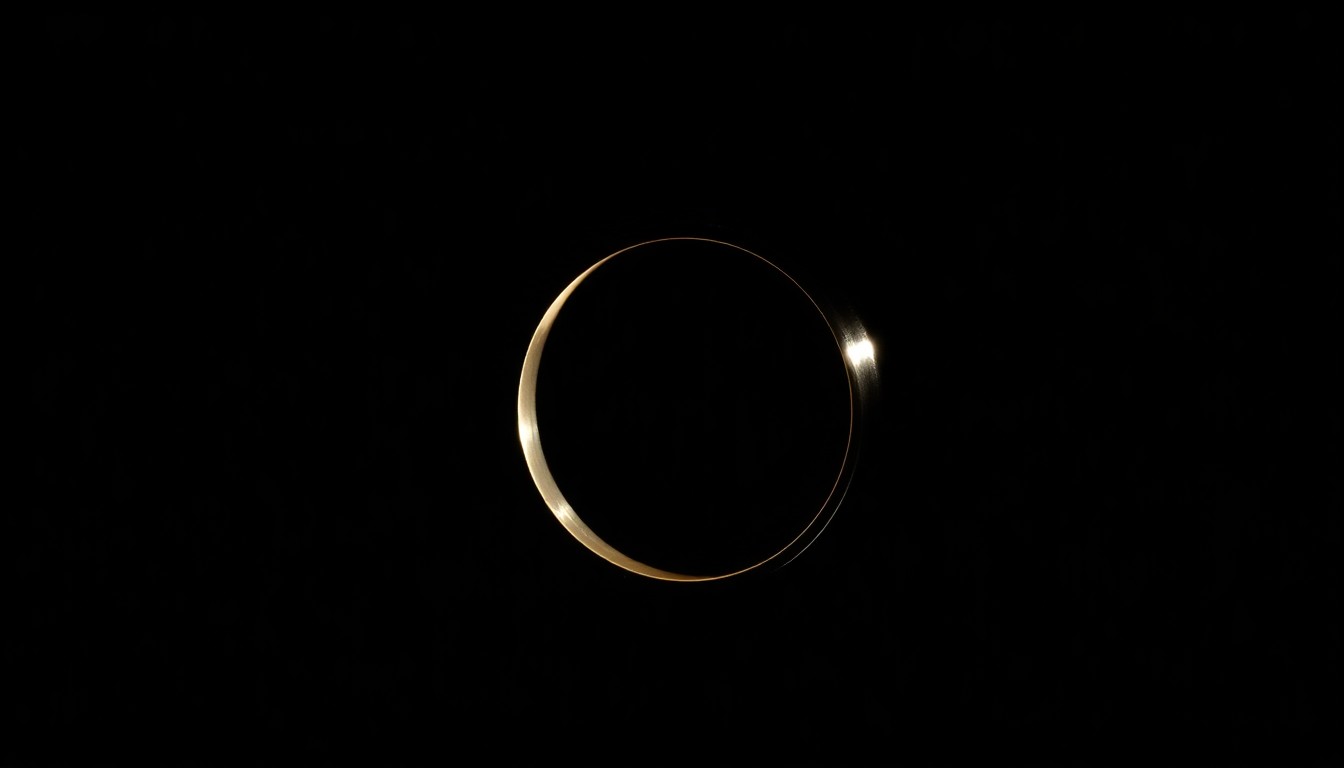 An extreme close-up photograph of a wedding ring against a pitch-black background, the harsh flash creating a stark, gritty aesthetic that conceptually represents the serious nature of this military marriage fraud investigation.