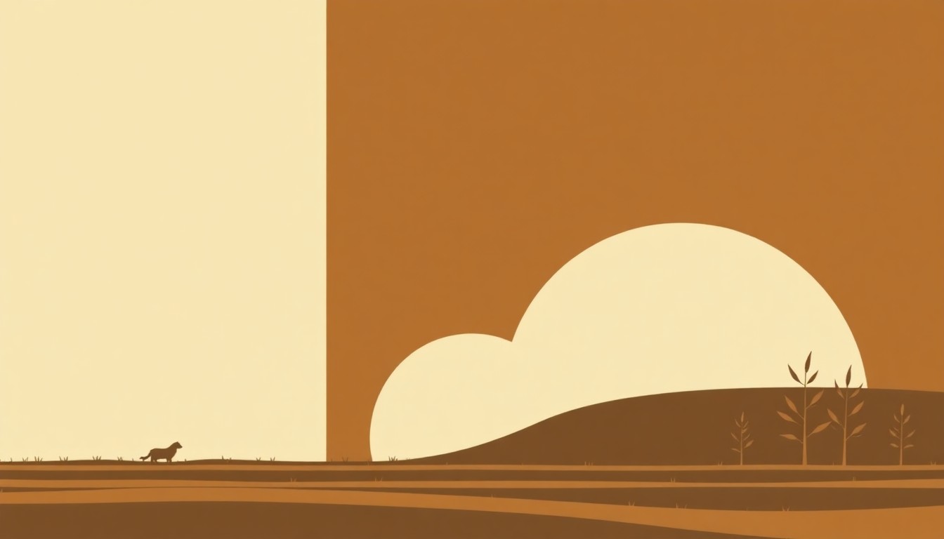 An abstract illustration featuring overlapping triangles and rectangles in earthy tones of brown, green, and gray, conceptually representing the economic challenges facing farmers in South Georgia.