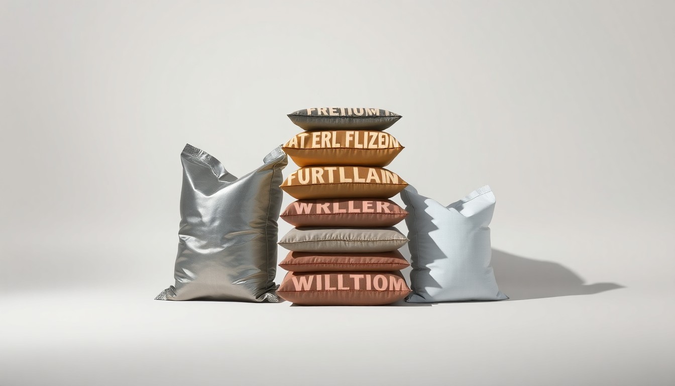 A photorealistic studio still life featuring a stack of premium-looking bagged fertilizer products, symbolizing the abstract concepts of global trade and commodity pricing in the phosphates market.