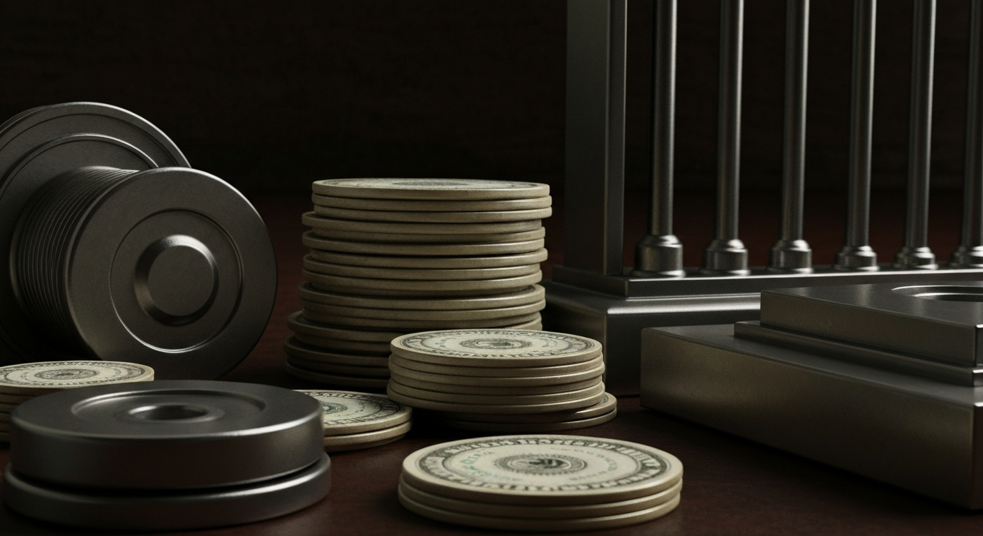 An extreme close-up of intricate gears, levers, and other mechanical components of a banking system, conveying the complex infrastructure and security of financial institutions.