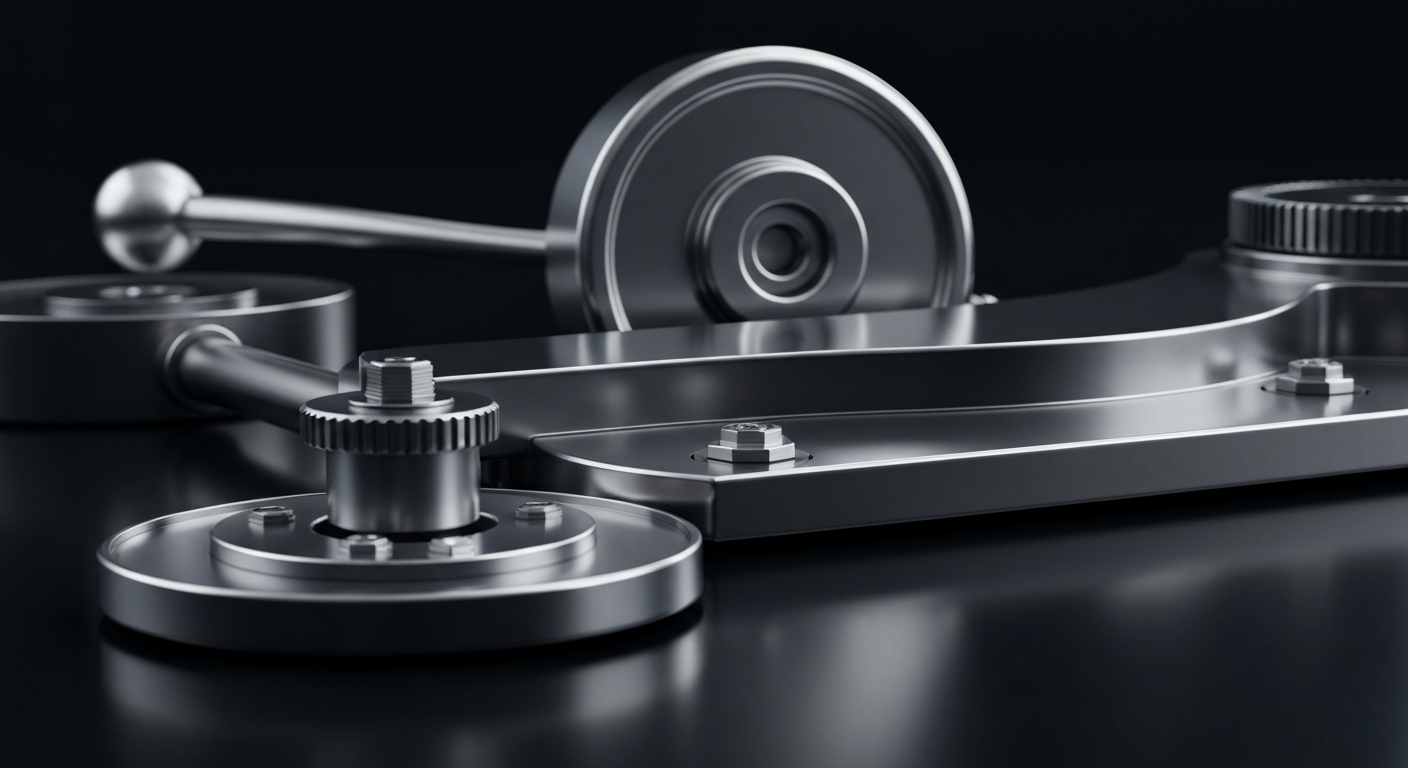 An extreme close-up of intricate, industrial banking machinery and equipment, conveying the technical sophistication and institutional power of the global financial system.