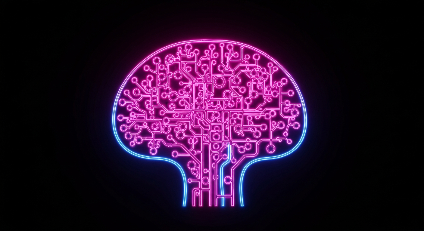 A glowing neon outline of a person's head with a brain-like structure inside, conceptually representing the internal mental health struggles many face.