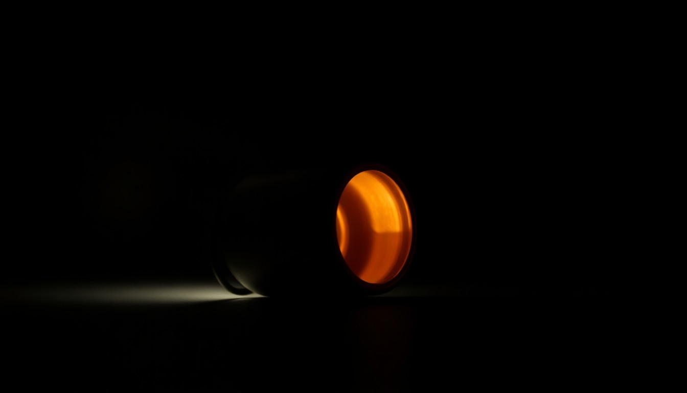 An extreme close-up photograph of a spent shell casing from a handgun, with a stark, gritty, and investigative aesthetic created by the harsh, direct camera flash and pitch-black background, conceptually representing the evidence found at the scene of a recent attempted dirt bike theft in Groton, Connecticut.