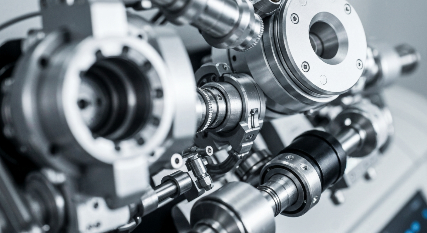 A highly detailed, cinematic close-up photograph of complex medical diagnostic machinery, conveying a sense of technological sophistication and innovation.