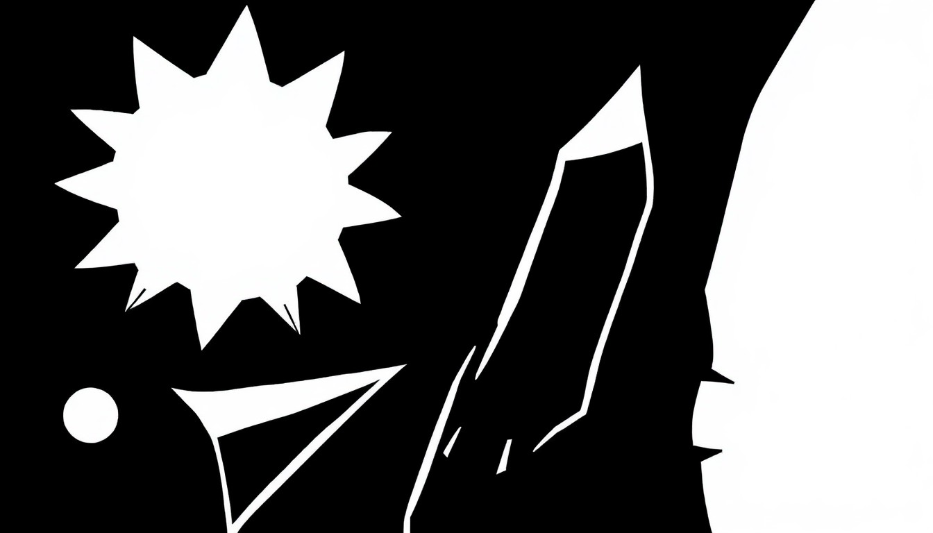 An abstract, minimalist illustration composed of stark black and white geometric shapes, conceptually representing the diverse artistic expressions featured in the Duluth Art Institute's Annual Member Show.