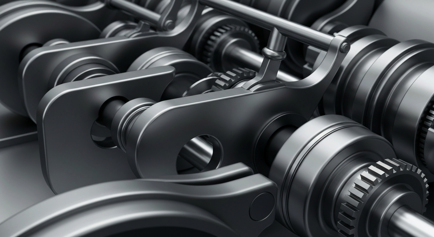 An extreme close-up of intricate, heavy-duty banking machinery and mechanisms, conveying a sense of institutional power and financial security through its industrial, metallic aesthetic.