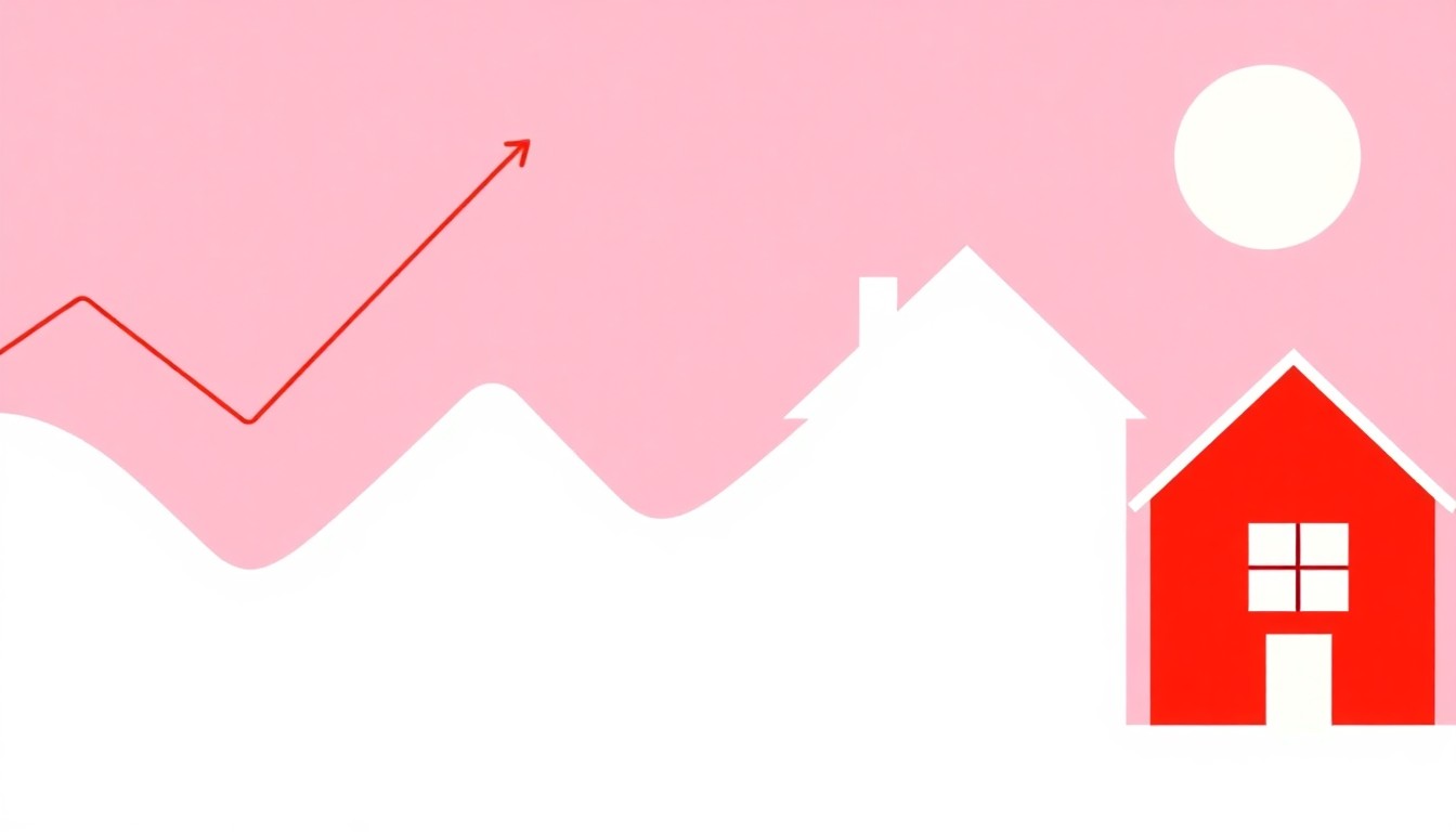 An abstract illustration composed of clean, primary-colored geometric shapes and lines, conceptually representing the complex economic factors driving the housing affordability crisis in the United States.