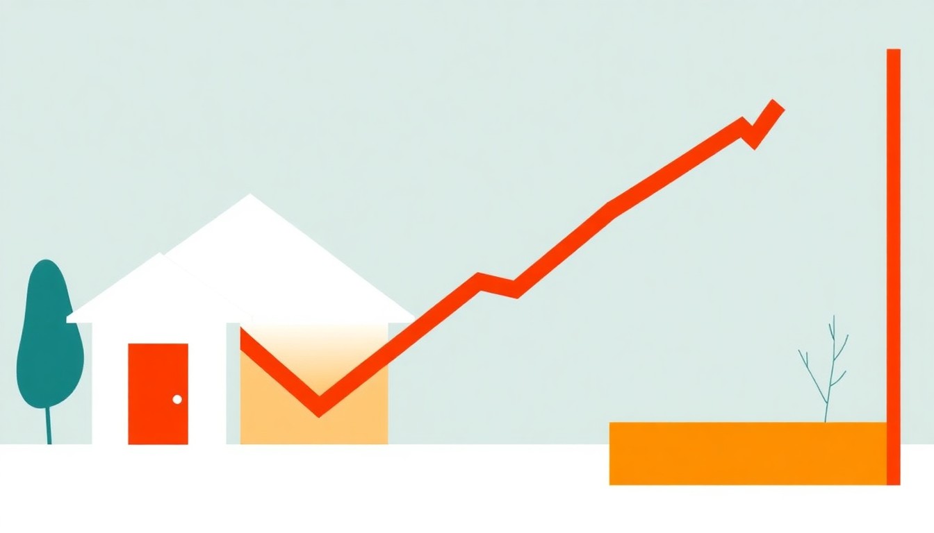 A geometric abstract illustration using bold shapes and primary colors to conceptually represent the housing market's declining seller pricing power and rising buyer leverage.