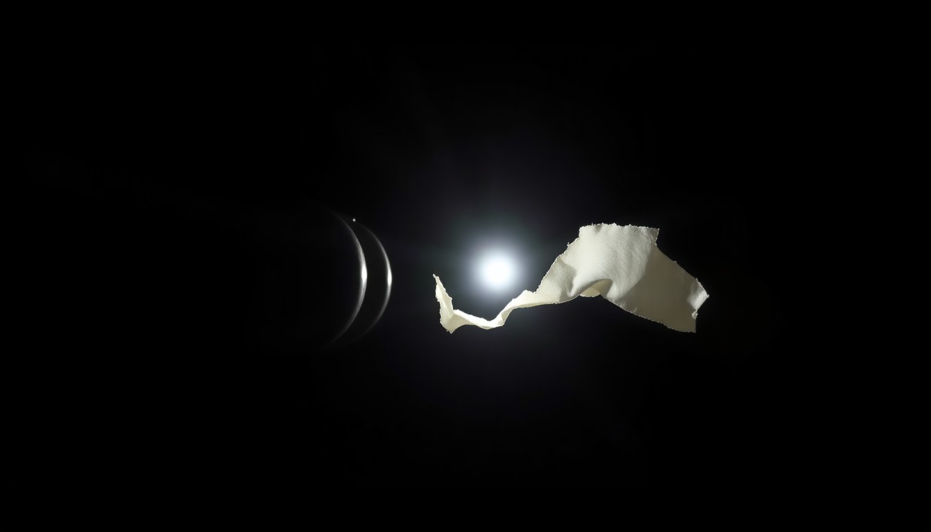 An extreme close-up photograph of a broken doorknob, the harsh flash of the camera creating dramatic shadows and highlights on the metal surface, conveying the gritty, investigative nature of the ongoing missing persons case.