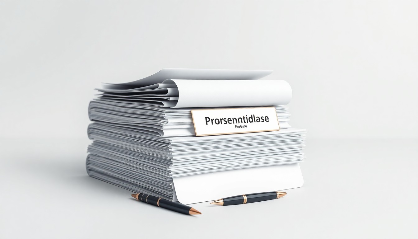 A photorealistic studio still life featuring a stack of neatly organized personnel files, a nameplate, and a pen resting on a clean, monochromatic background, conveying the abstract concepts of corporate compliance and workforce management through polished, geometric shapes and dramatic lighting.